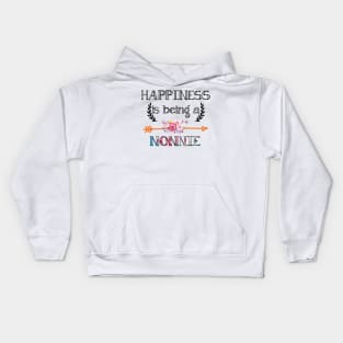 Happiness is being Nonnie floral gift Kids Hoodie